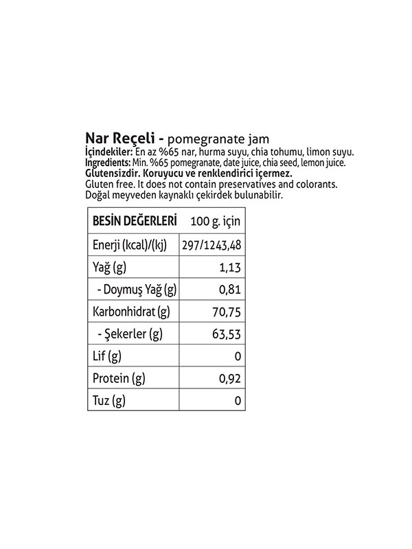 Nar Reçeli 285 gr. (%65 Meyve Oranlı) görseli