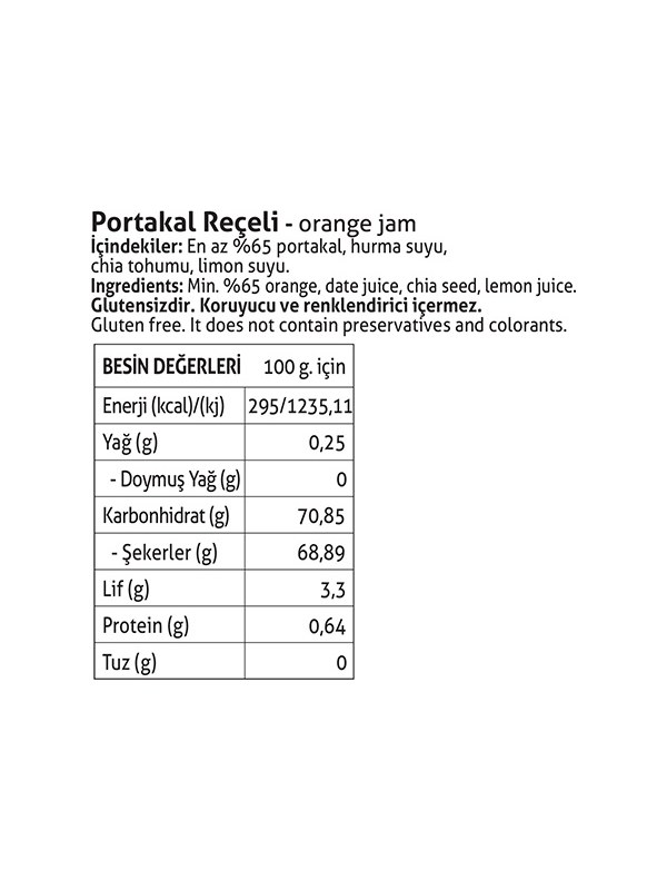 Portakal Reçeli 285 gr. (%65 Meyve Oranlı) görseli