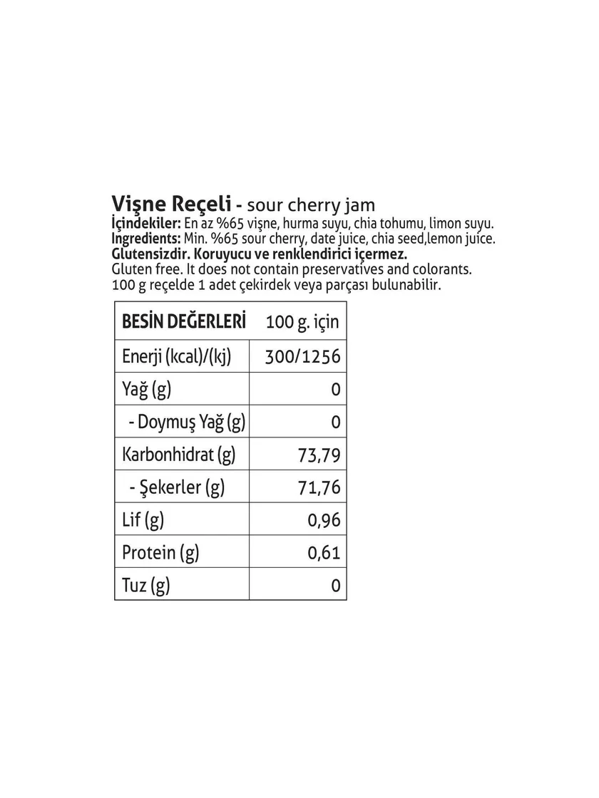 Vişne Reçeli 285 gr. (%65 Meyve Oranlı) görseli